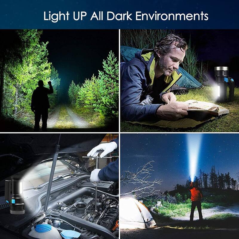 LED Flashlights Rechargeable Handheld Spotlight 2000m Bed Bath